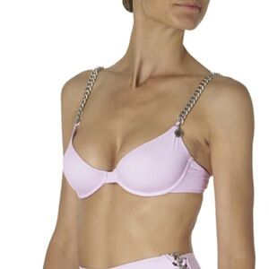 $610 Stella McCartney Women's Purple Falabella Chain Bikini Top Swimwear